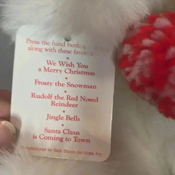 Belkie  Musical Christmas Bear With Green And White ,Red Toboggan And Scarf - Picture 7 of 7